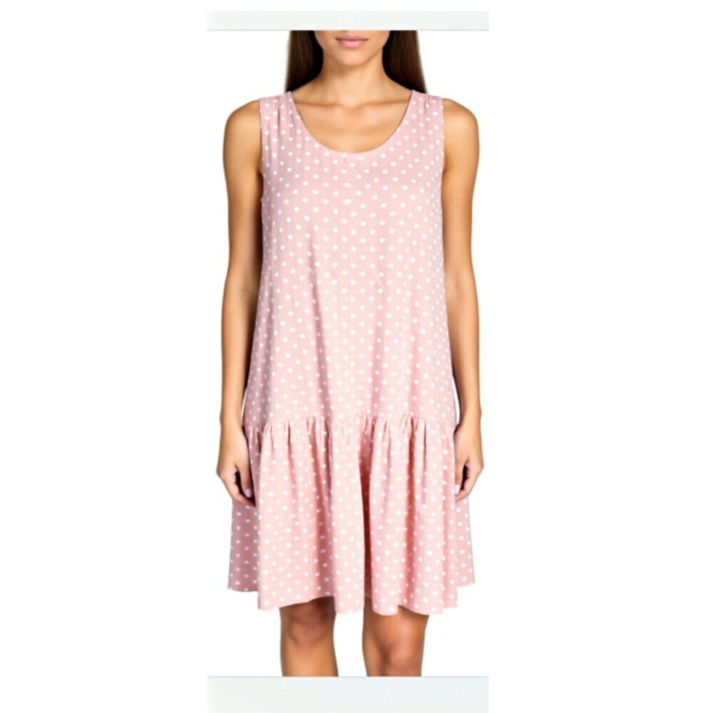Vintage Pink and White Polka Dots Rayon Dress (A66)